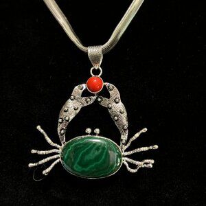 Malachite and Coral Crab Necklace, I just love this necklace!